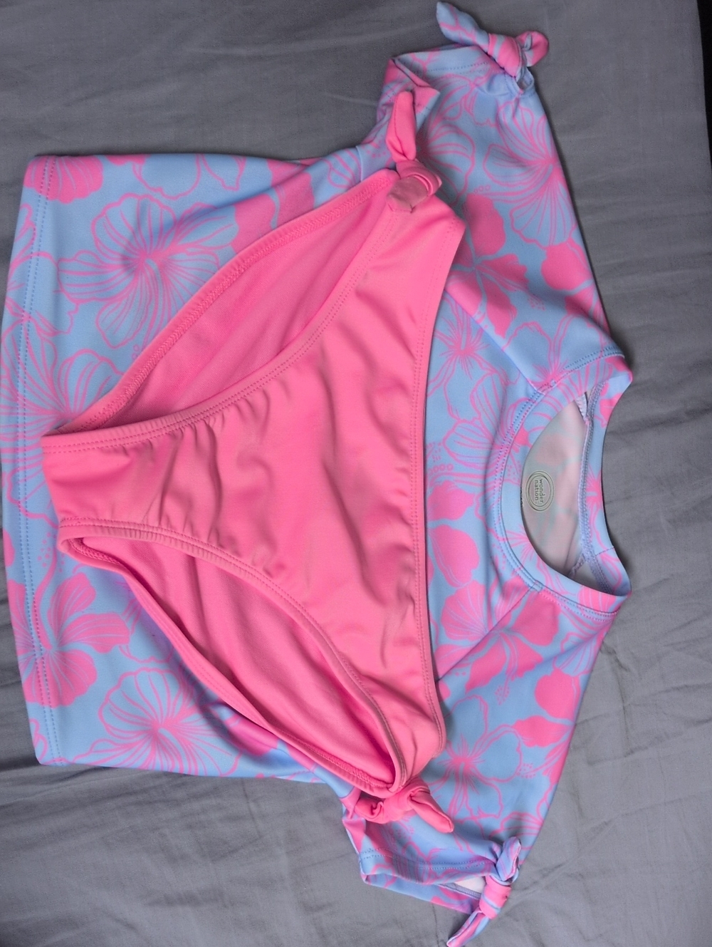 wonder nation Pink and Light Blue Girls Two-Piece Swim Set